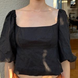 REVOLVE LPA Linen Puff Top Size S